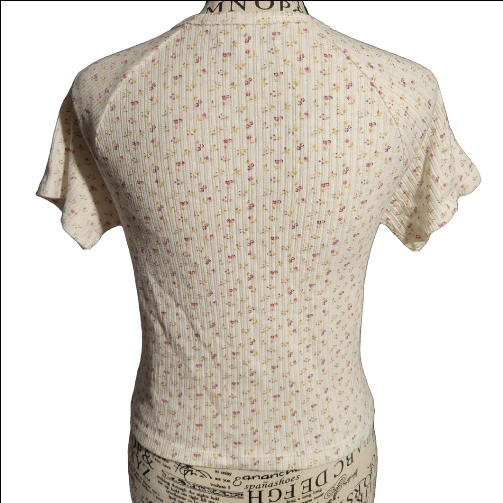American Eagle Womens Medium Crop Top Pink Floral - Picture 2 of 4